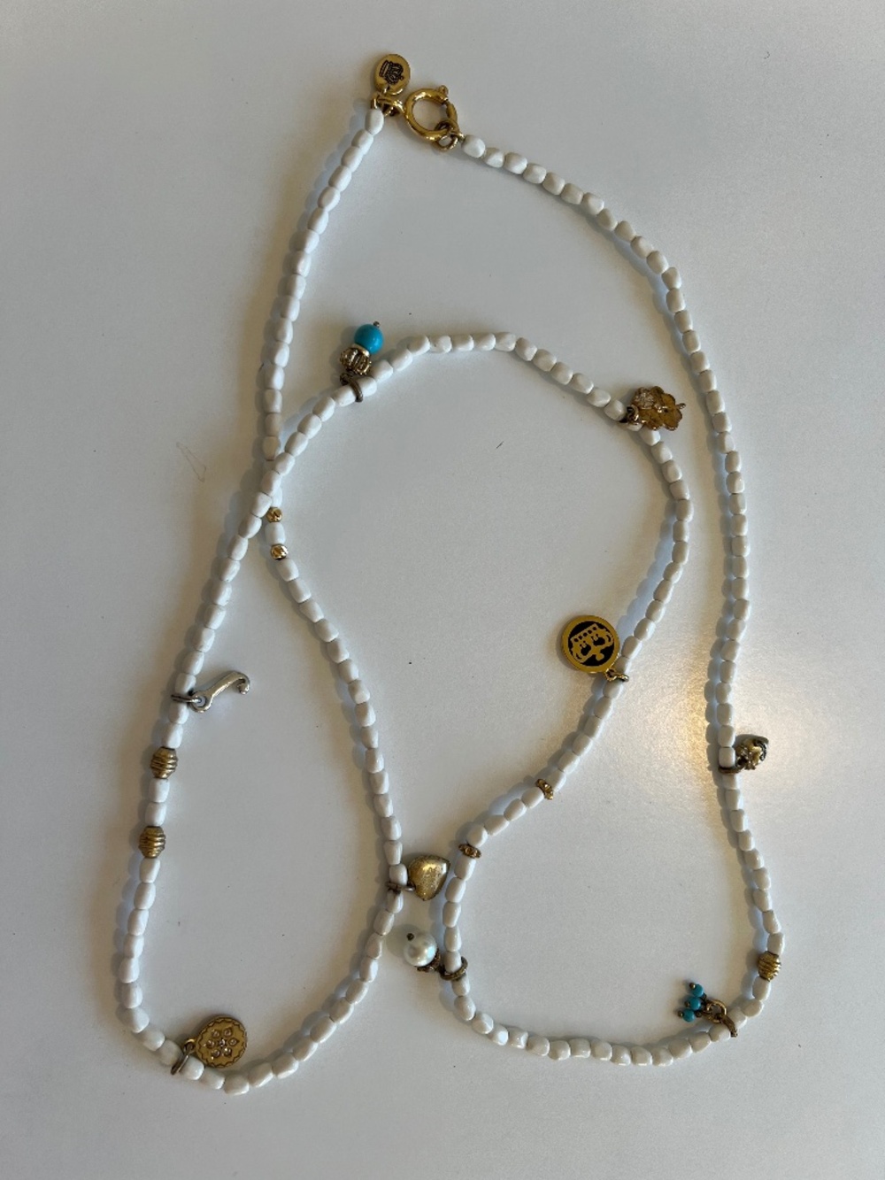 Juicy Couture Vintage Y2K White Beaded Multi-Charm Necklace